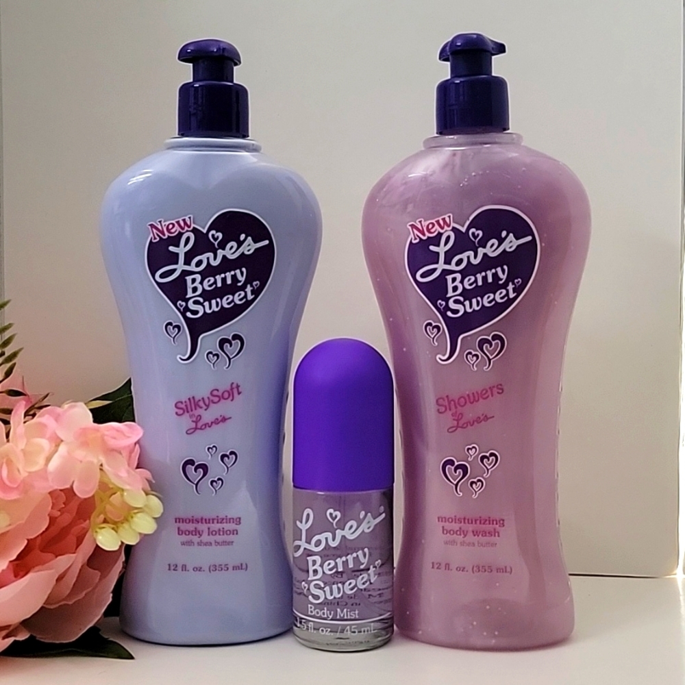 Love's BERRY SWEET Body Mist 1.5 oz, Lotion 12 oz, Body Wash 12 oz by DANA